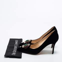 Manolo Blahnik Black Velvet 'Eufrasia' Pointed Toe Pumps Size 38.5