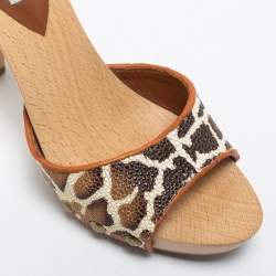 Pre Owned Manolo Blahnik Stingray Terry Wood  Slide Sandals Size 39