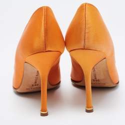 Pre Owned Manolo Blahnik Orange Satin Hangisi Pumps Size 36.5