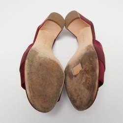 Pre Owned Manolo Blahnik Burgundy Satin Martamod Crystal Embellished Mules Size 41