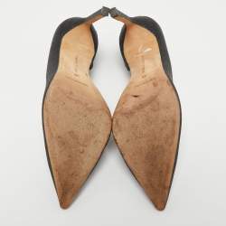 Pre Owned Manolo Blahnik Black Glitter Stresty D'orsay Pointed Toe Pumps Size 38