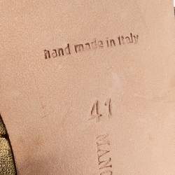 Pre Owned Manolo Blahnik Gold Leather Ankle Strap Sandals Size 41