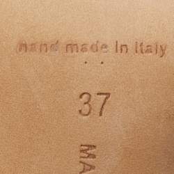 Pre Owned Manolo Blahnik Navy Blue/Purple Scalloped Leather Gimenta Mules Size 37