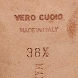 Pre Owned Manolo Blahnik Black Fabric Lasti Cork Strappy Sandals Size 38.5 