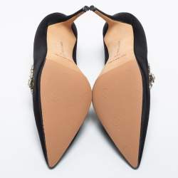 Pre Owned Manolo Blahnik Black Satin Nadira Pumps Size 38.5