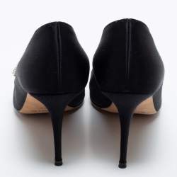 Pre Owned Manolo Blahnik Black Satin Nadira Pumps Size 38.5