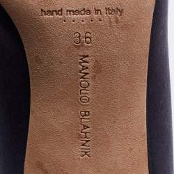 Pre Owned Manolo Blahnik Grey Satin Hangisi Crystal Embellished Pumps Size 36