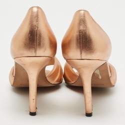 Pre Owned Manolo Blahnik Metallic Leather Sedaraby Pumps Size 38