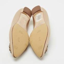 Manolo Blahnik Beige Satin Hangisi Ballet Flats Size 38.5 