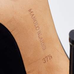 Pre Owned Manolo Blahnik Black Leather Vella Booties 37.5