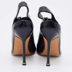 Pre Owned Manolo Blahnik Black Leather Vella Booties 37.5