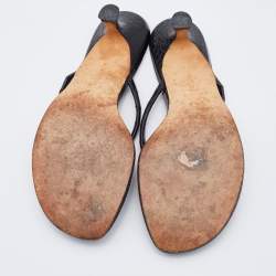 Pre Owned Manolo Blahnik Black Crocodile Leather Thong Sandals Size 37