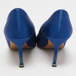 Manolo Blahnik Blue Satin Hangisi Pumps Size 39.5
