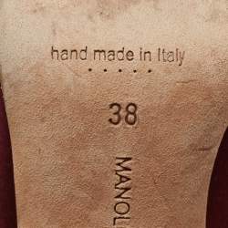 Pre Owned Manolo Blahnik Burgundy Satin Crystal Embellished Pumps Size 38