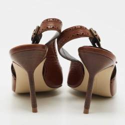 Pre Owned Manolo Blahnik Tricolor Leather Slingback Pumps Size 37.5