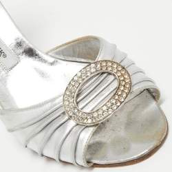 Manolo Blahnik Silver Leather Sebaraby Pumps Size 39