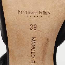 Pre Owned Manolo Blahnik Black Satin Maidugur Pointed Toe Mules Size 39