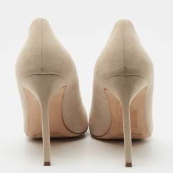 Pre Owned Manolo Blahnik Beige/Red Suede BB Pumps Size 39