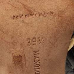 Pre Owned Manolo Blahnik Black/Gold Leather Dorsay Pumps Size 39.5