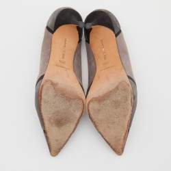 Pre Owned Manolo Blahnik Multicolor Suede Stripe Detail BB Pointed Toe Pumps Size 36.5