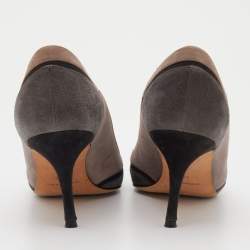 Pre Owned Manolo Blahnik Multicolor Suede Stripe Detail BB Pointed Toe Pumps Size 36.5