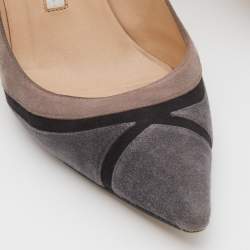 Pre Owned Manolo Blahnik Multicolor Suede Stripe Detail BB Pointed Toe Pumps Size 36.5