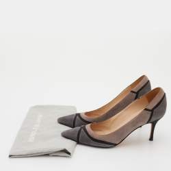 Pre Owned Manolo Blahnik Multicolor Suede Stripe Detail BB Pointed Toe Pumps Size 36.5