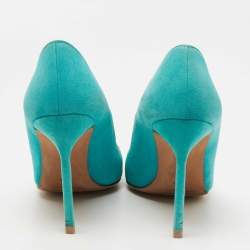Manolo Blahnik Turquoise/Yellow Suede Bipunta Pumps Size 37.5