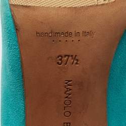 Manolo Blahnik Turquoise/Yellow Suede Bipunta Pumps Size 37.5