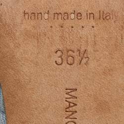 Pre Owned Manolo Blahnik Light Blue Denim Sea Salts Sequins Ankle Strap Pumps Size 36.5