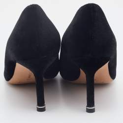 Pre Owned Manolo Blahnik Black Velvet Hangisi Crystal Embellished Pumps Size 36