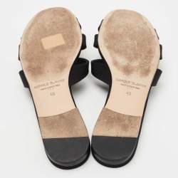 Pre Owned Manolo Blahnik Black Fabric Iluna Slide Flats Size 40