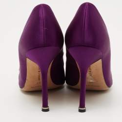 Pre Owned Manolo Blahnik Purple Satin Hangisi Pumps Size 38