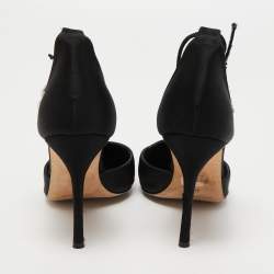 Pre Owned Manolo Blahnik Black Satin Sicariata Pumps Size 40