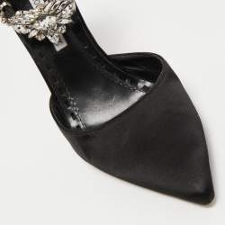 Pre Owned Manolo Blahnik Black Satin Sicariata Pumps Size 40