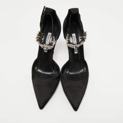 Pre Owned Manolo Blahnik Black Satin Sicariata Pumps Size 40