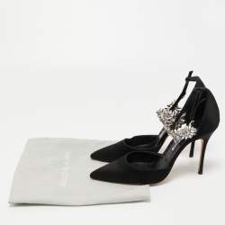 Pre Owned Manolo Blahnik Black Satin Sicariata Pumps Size 40