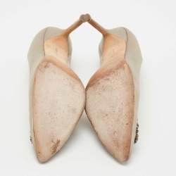 Pre Owned Manolo Blahnik Grey Satin Hangisi Pumps Size 39.5