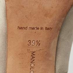 Pre Owned Manolo Blahnik Grey Satin Hangisi Pumps Size 39.5