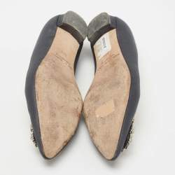 Manolo Blahnik Grey Satin Hangisi Ballet Flats Size 38.5