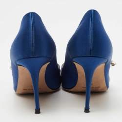 Manolo Blahnik Blue Satin Nadira Pumps Size 37