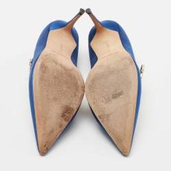 Manolo Blahnik Blue Satin Nadira Pumps Size 37