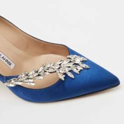 Manolo Blahnik Blue Satin Nadira Pumps Size 37
