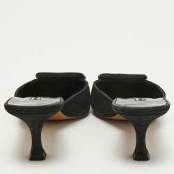 Pre Owned Manolo Blahnik Black Suede Maysale Mules Size 40.5