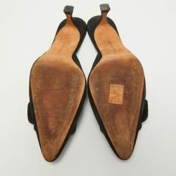 Pre Owned Manolo Blahnik Black Suede Maysale Mules Size 40.5