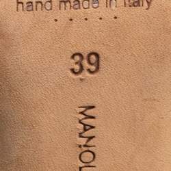 Pre Owned Manolo Blahnik Black Satin Jamala Crystal Embellished Ankle Strap Sandals Size 39