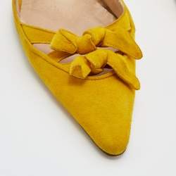 Pre Owned Manolo Blahnik Suede Pointed Toe Knot Vintage D'orsay Pumps Size 38