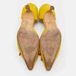 Pre Owned Manolo Blahnik Suede Pointed Toe Knot Vintage D'orsay Pumps Size 38