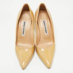 Pre Owned Manolo Blahnik Yellow Patent Leather BB Pumps Size 37