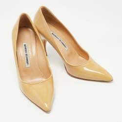 Pre Owned Manolo Blahnik Yellow Patent Leather BB Pumps Size 37